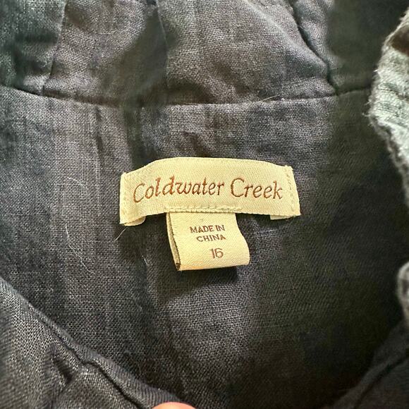 Coldwater Creek Women's 16 Dark Blue 100% Linen 4 Button Up 3/4 Sleeve Jacket - Picture 3 of 8